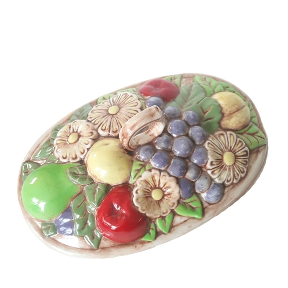 Vintage 80's Handmade Retro Pottery Lid Dish - Picture 6 of 9